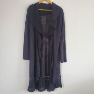 Moda International Cardigan Sweater Medium Black Duster Kid Mohair Fairy Grunge